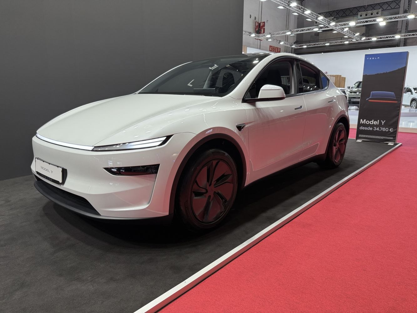 Sleek LED headlights paired with aerodynamic wheel covers of an electric SUV