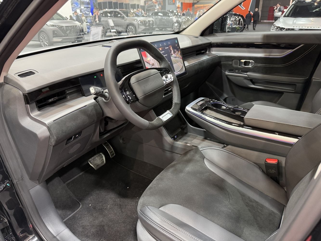 Digital dashboard and touchscreen infotainment in sleek modern car interior