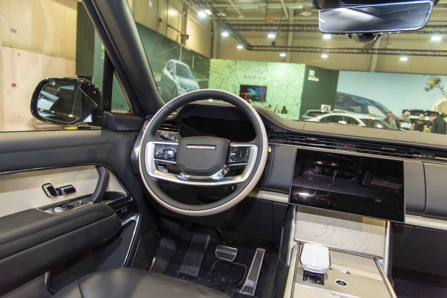 Premium steering wheel and modern dashboard with touchscreen display