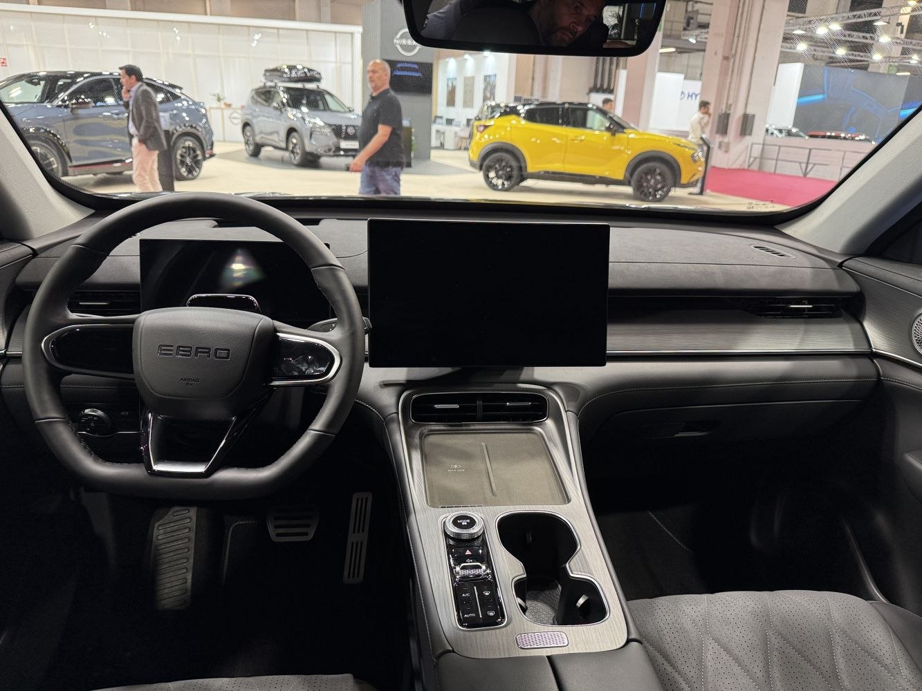 Digital dashboard and touchscreen display in sleek car interior
