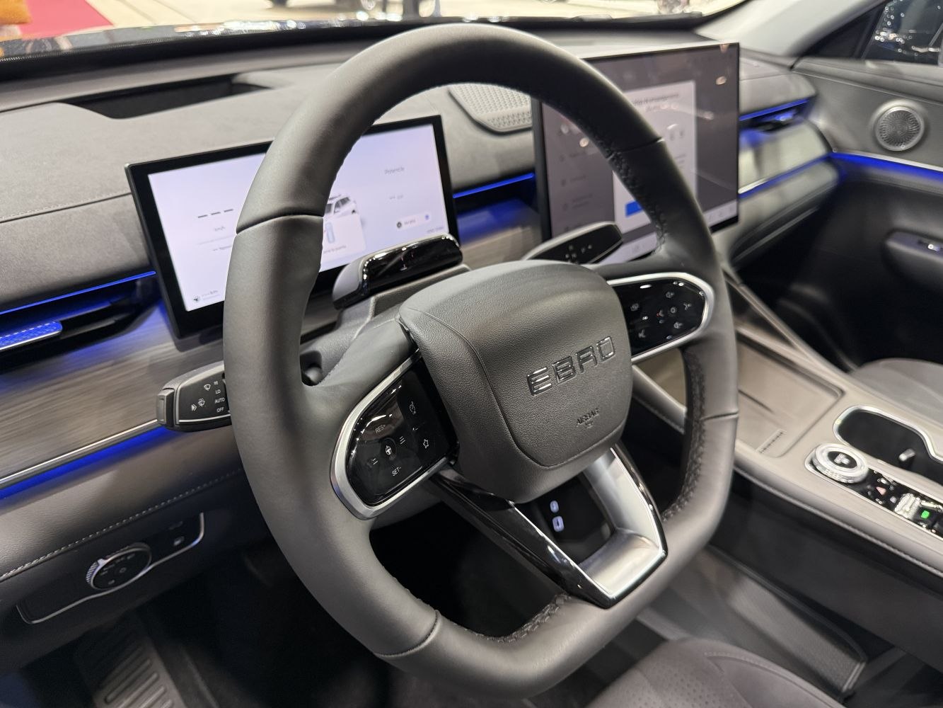 Multifunction steering wheel with dual digital display screens