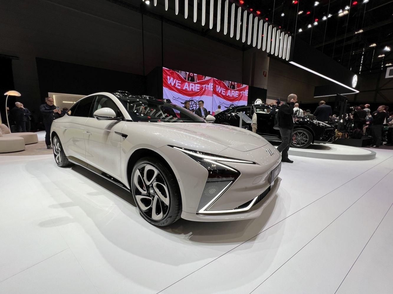 Futuristic angular LED headlights with sleek aerodynamic rims
