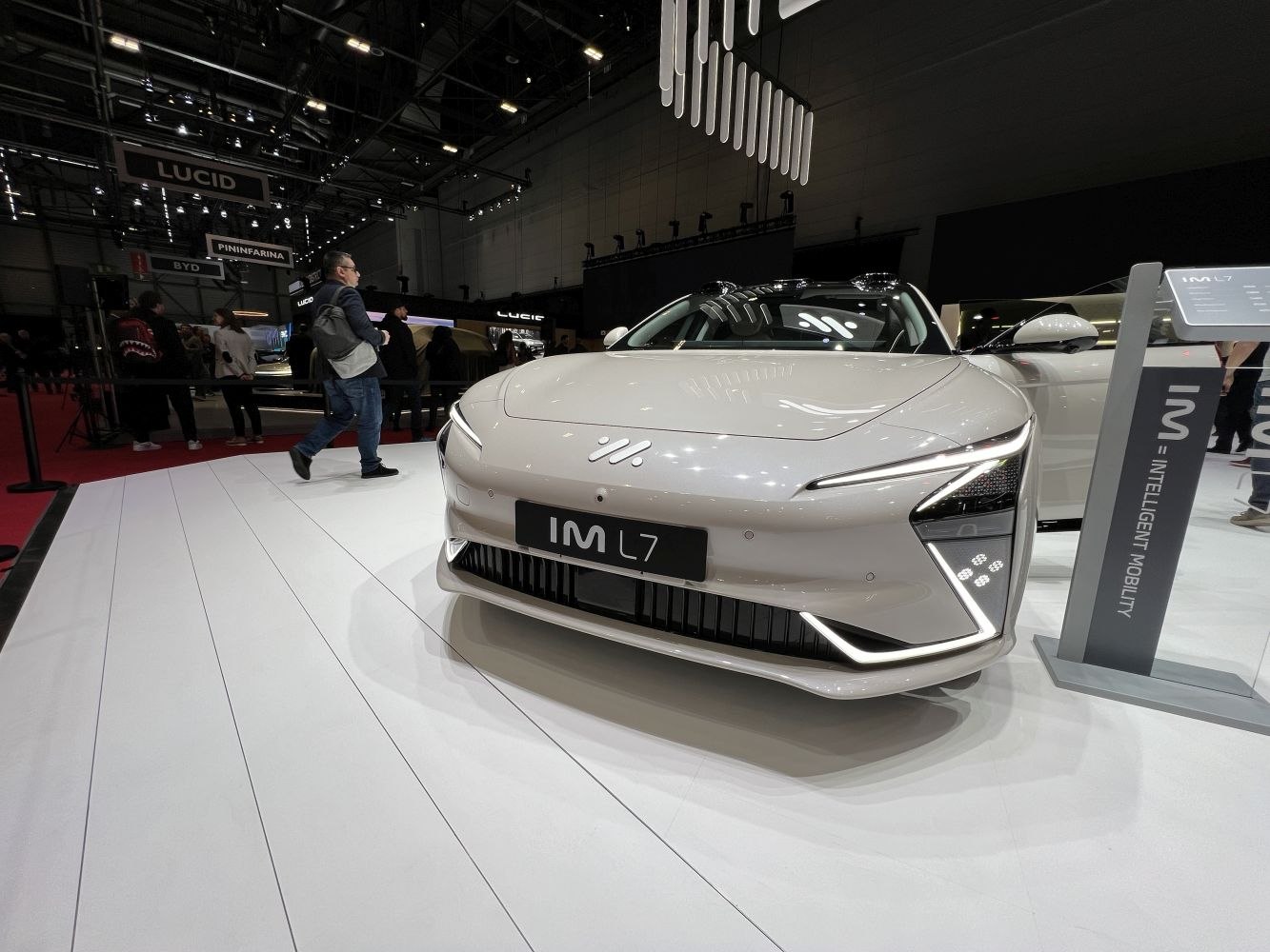 Front view with LED headlights and bold grille design