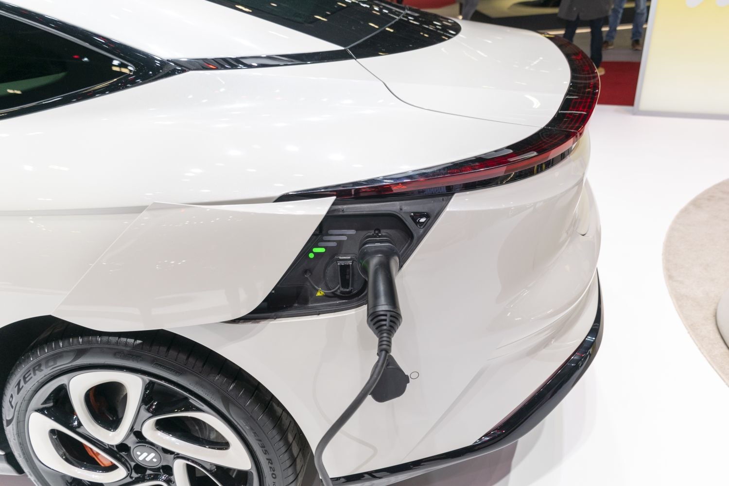 EV rear side with charging port and LED tail lights