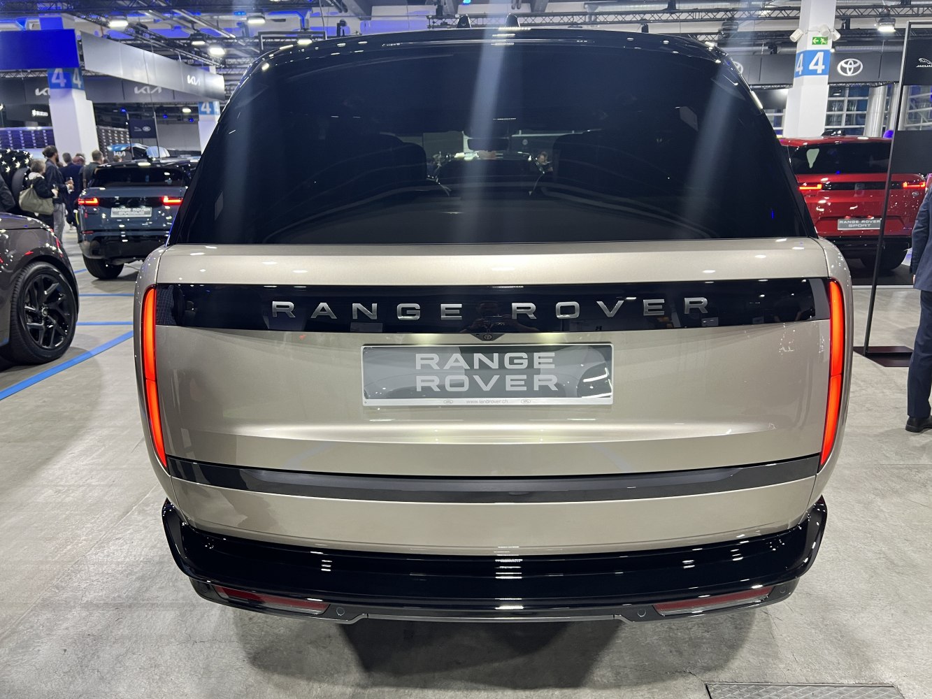 Sleek rear design with vertical tail lights and bold Range Rover lettering