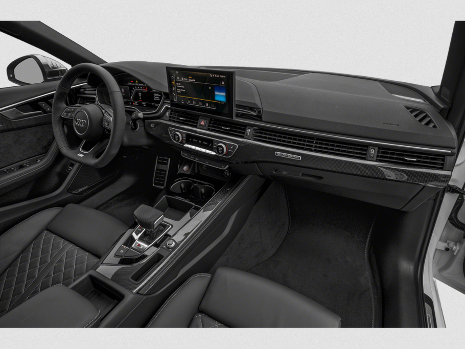 Luxury car interior with digital dashboard and infotainment screen.