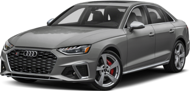 Gray sporty sedan with aggressive grille and red brake calipers