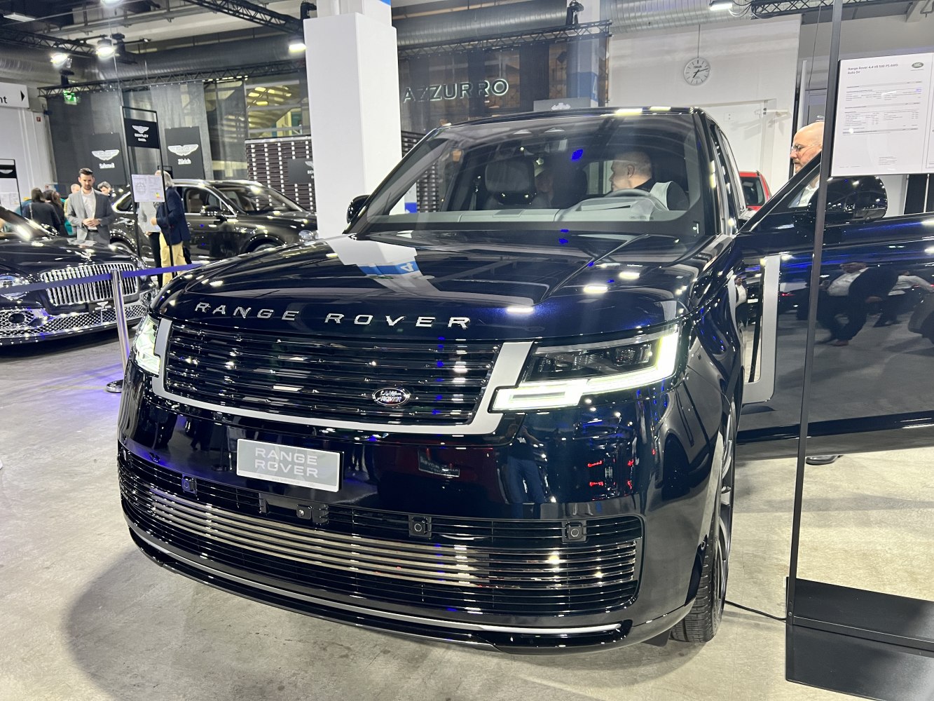 Front grille and LED headlights of a luxury SUV