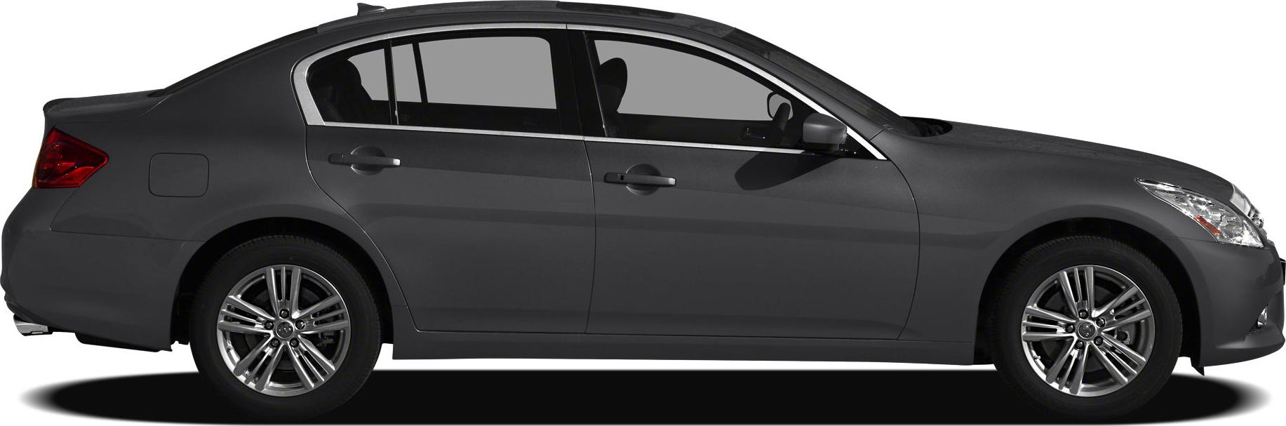 Side profile of a sleek sedan with alloy wheels and four doors