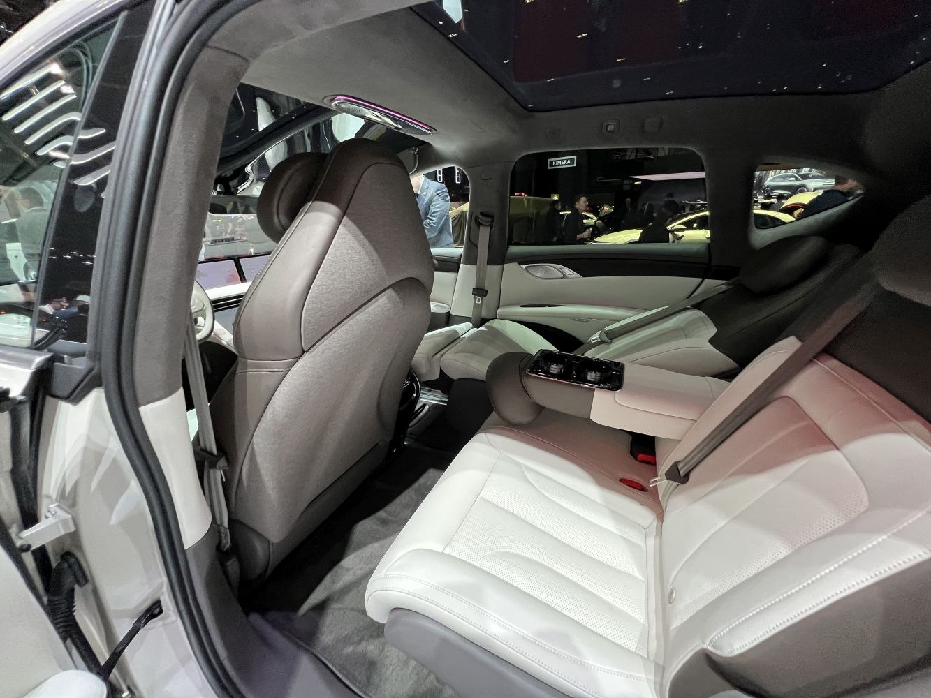 Luxury rear seats with panoramic roof and modern design
