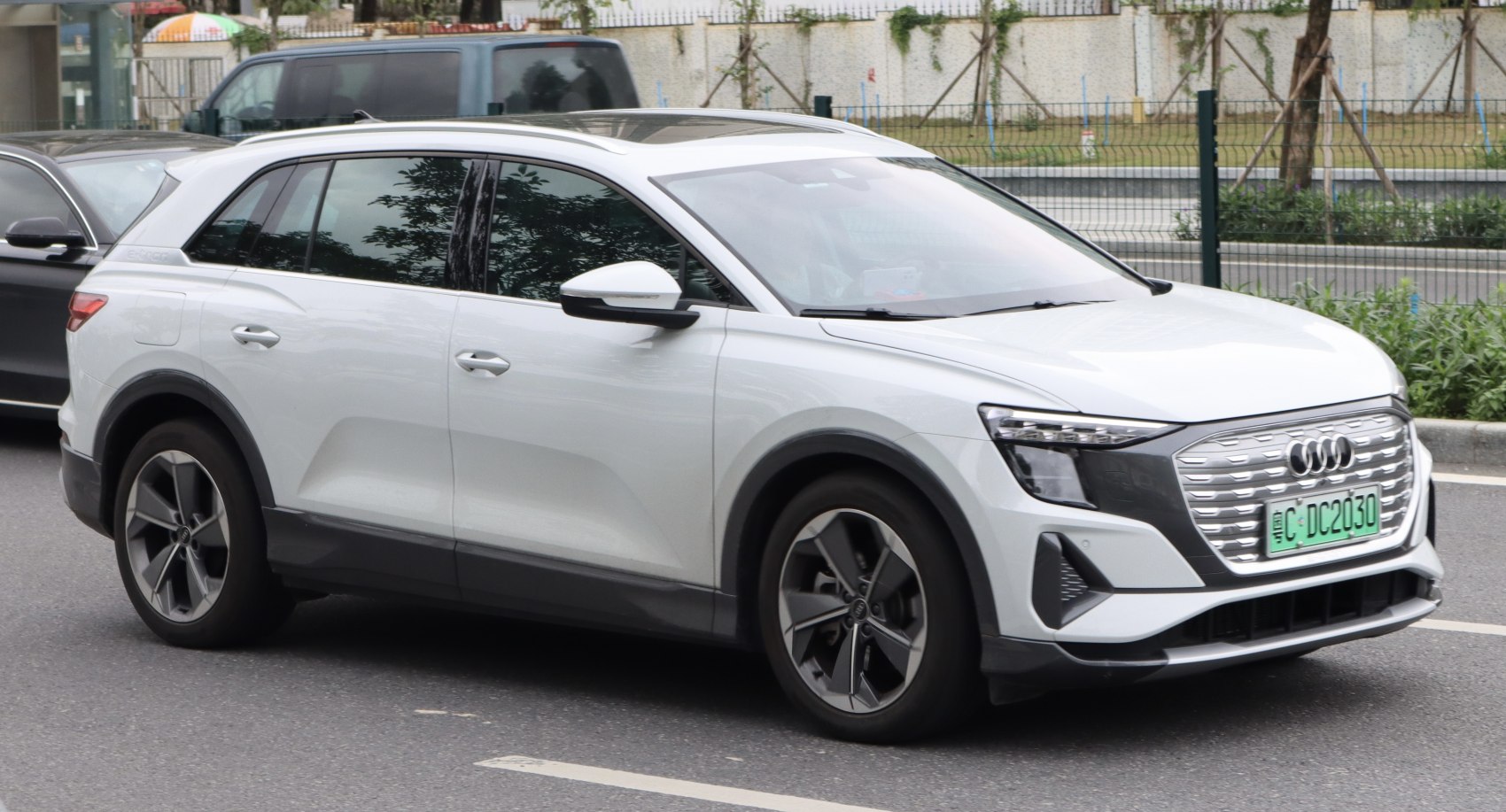 Electric SUV with modern grille and aerodynamic body