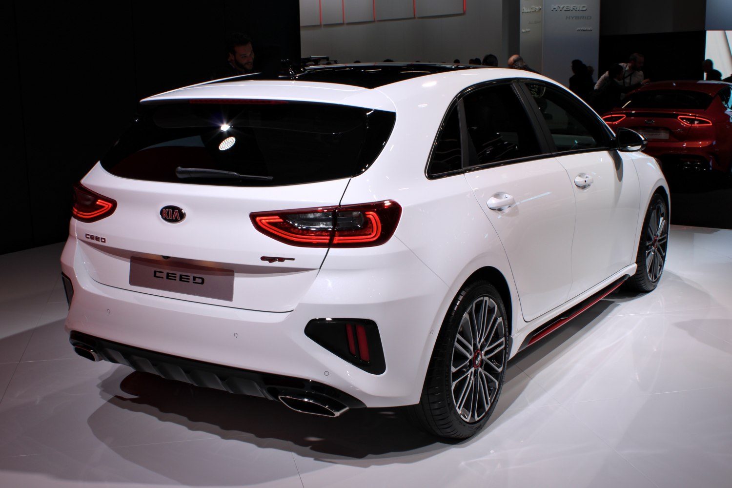 Sporty rear hatchback with LED tail lights and dual exhausts
