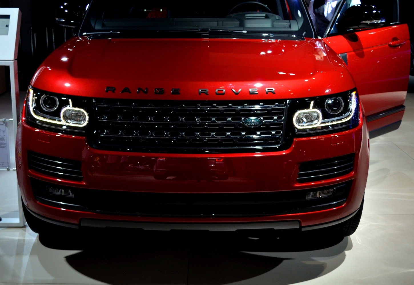 Front grille and LED headlights of a luxury SUV