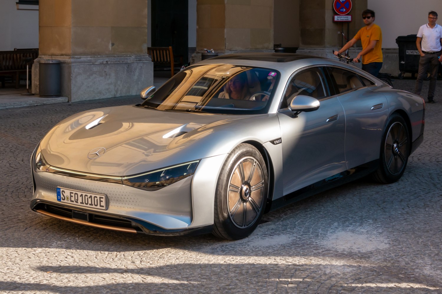 Sleek aerodynamic front with covered wheels and advanced lighting