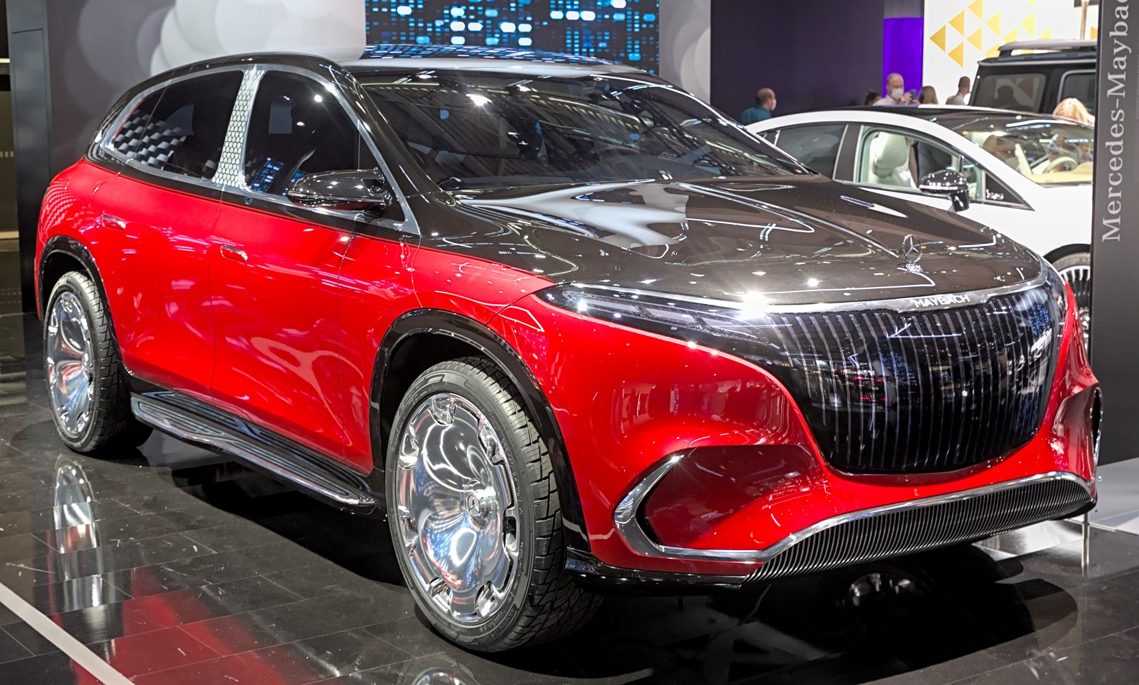 Electric luxury SUV with bold grille and futuristic design