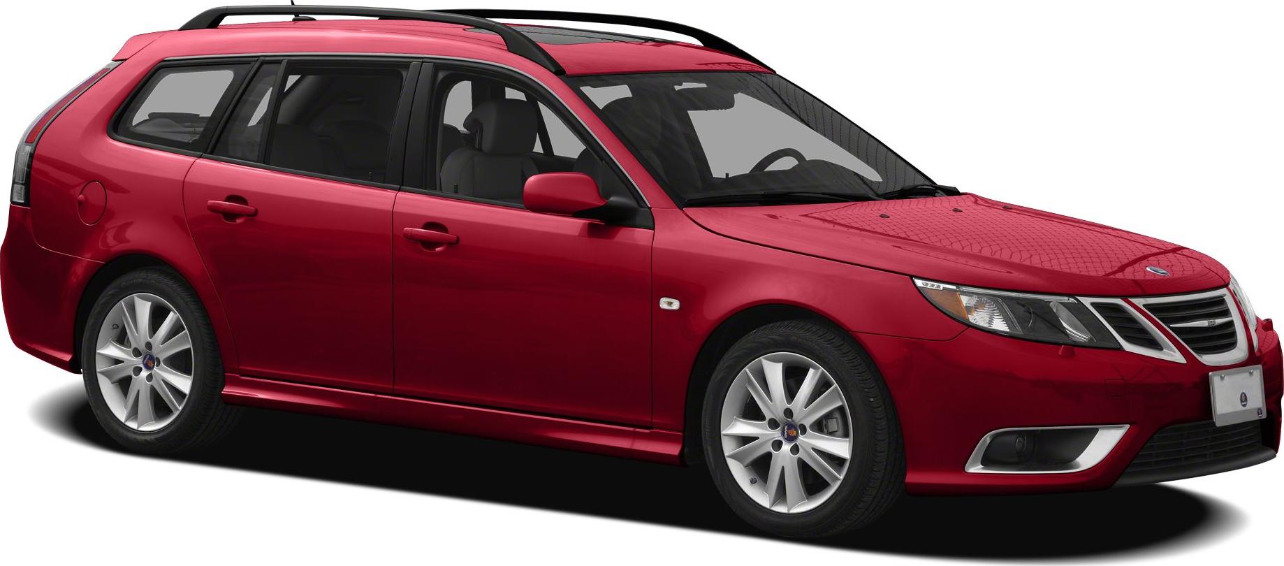 Red station wagon with roof rails and alloy wheels