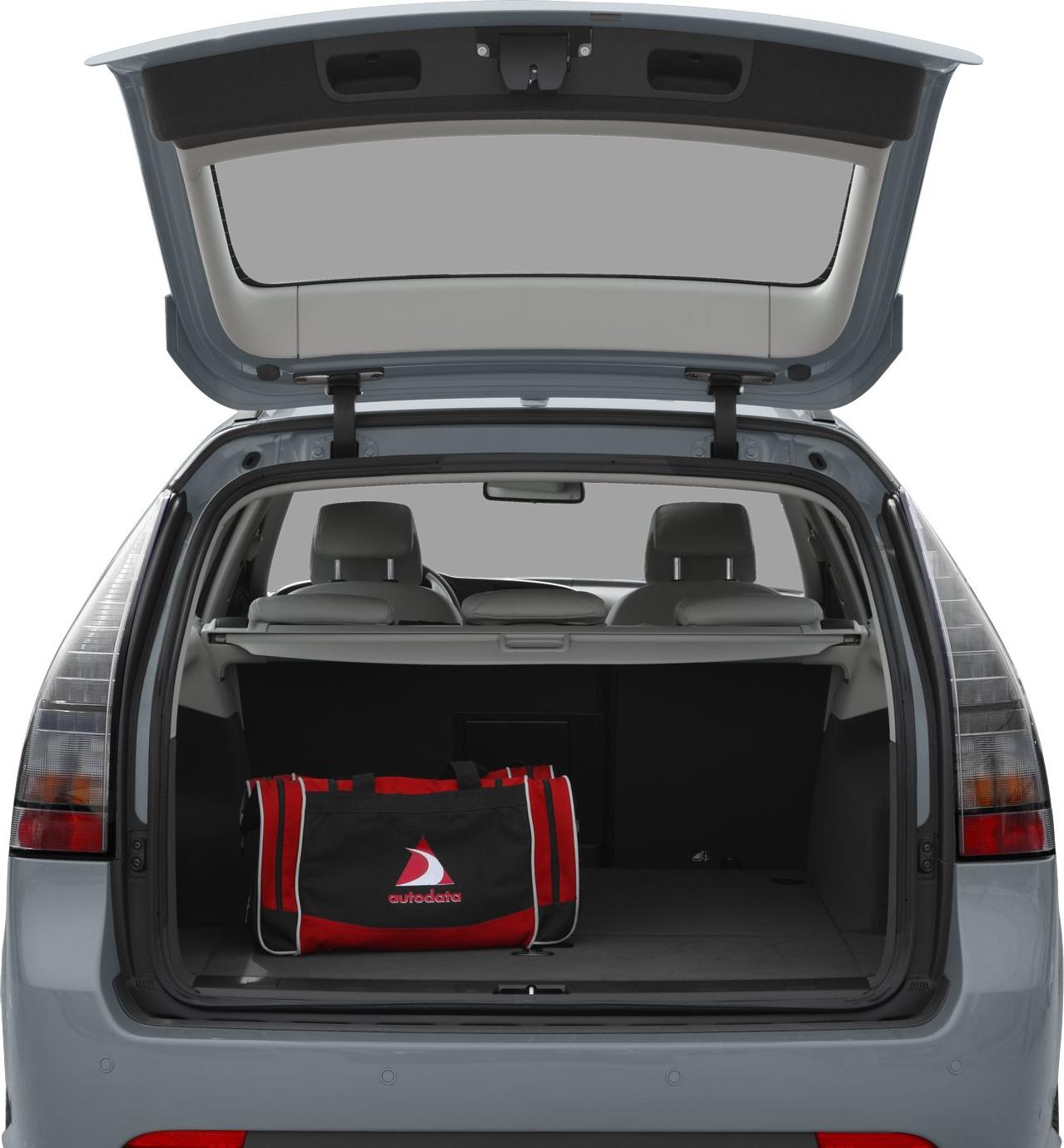 Open trunk with cargo cover and folded rear seats