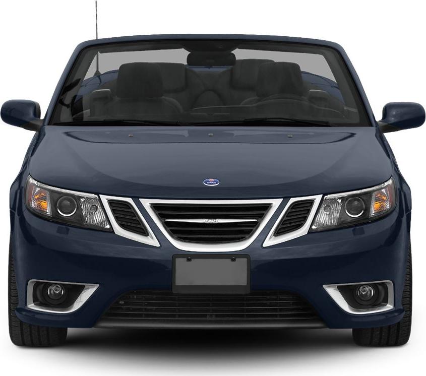Front view of a convertible with distinctive grille and headlights