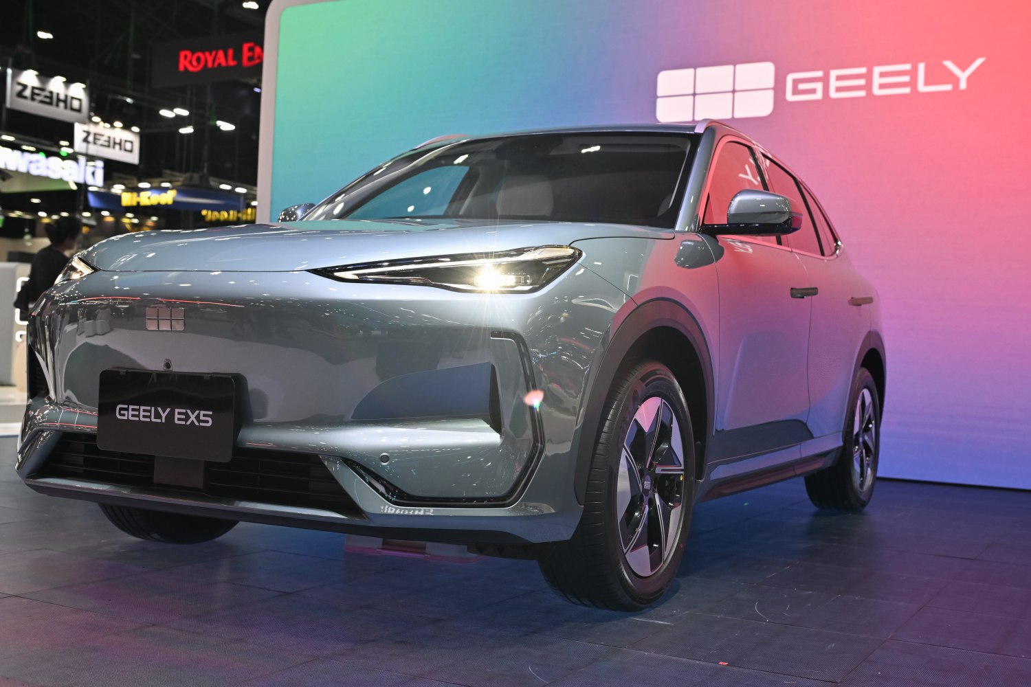 Front view with sharp LED headlights and modern alloy wheels