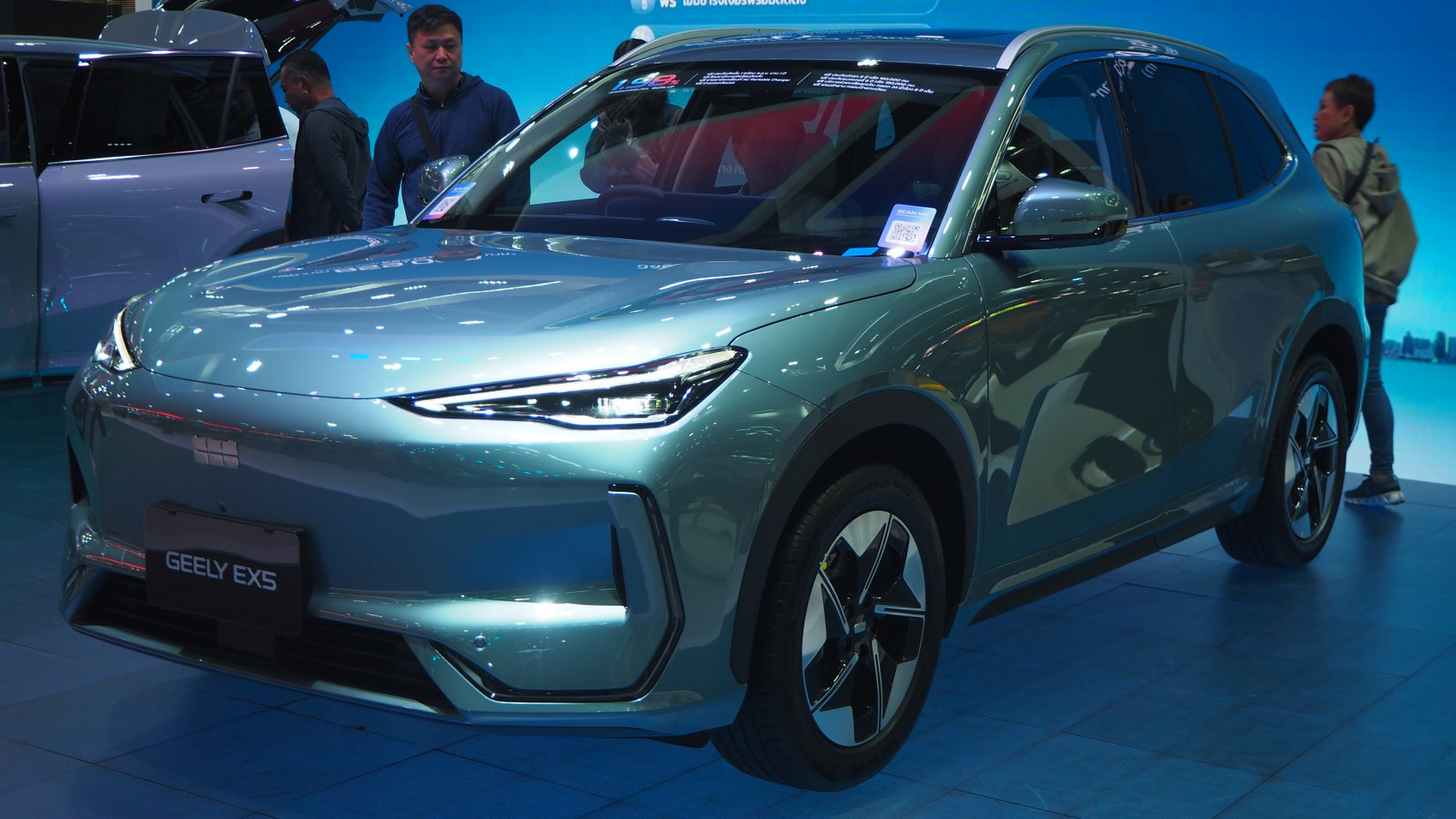 Front design with sharp LED headlights and aerodynamic shape