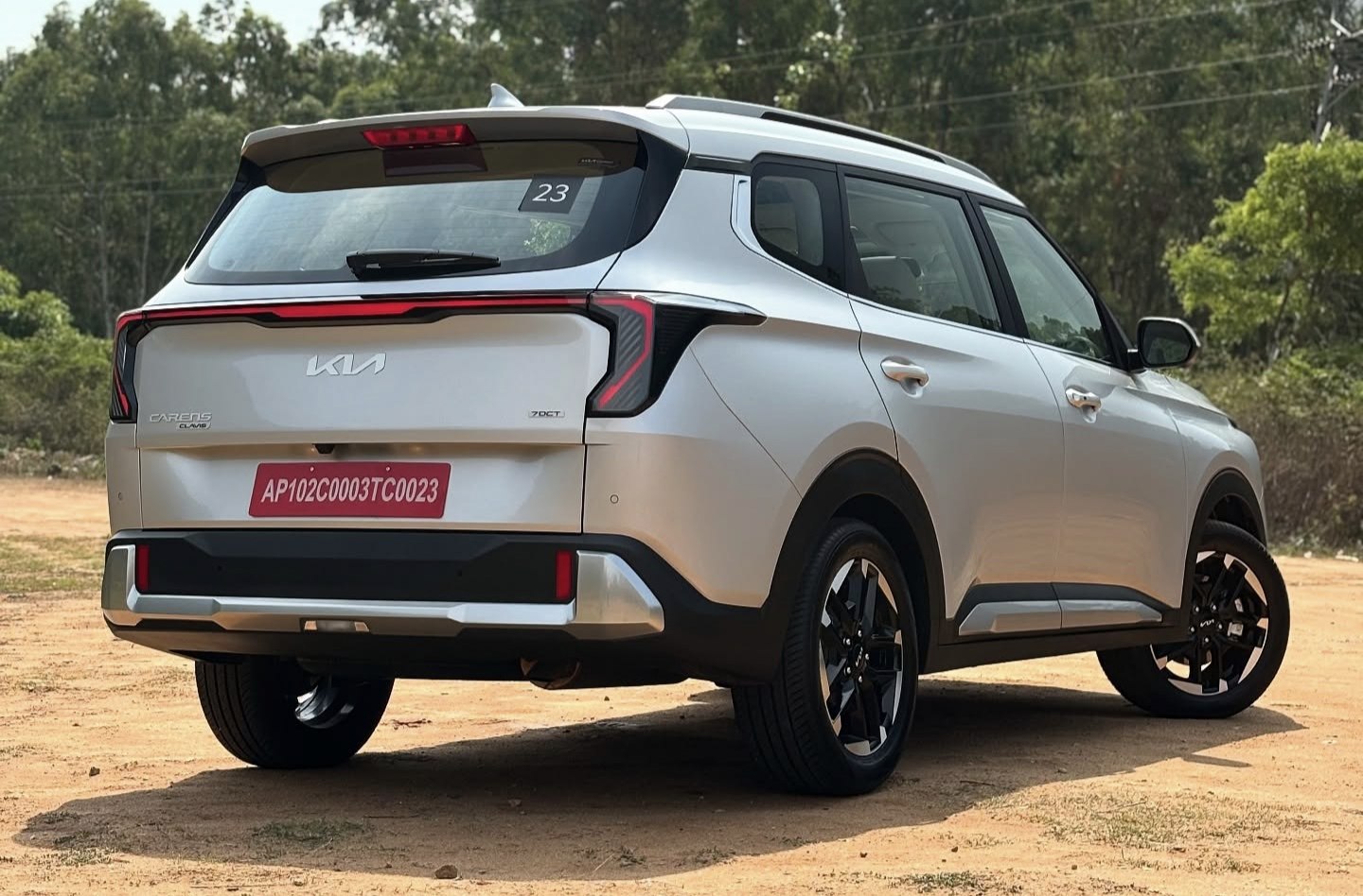 Rear view of modern SUV with distinctive LED tail lights and sleek body lines
