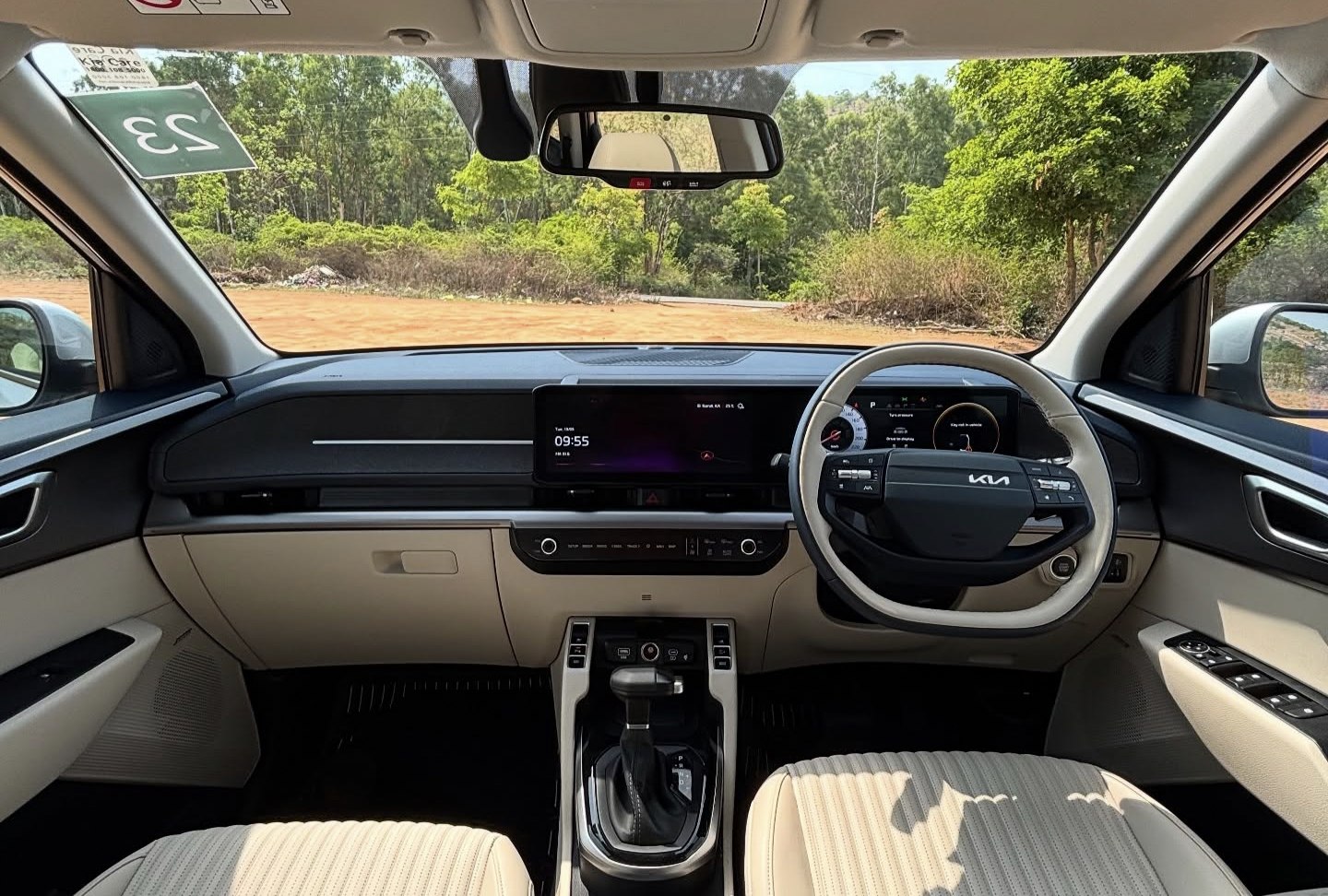 Modern dashboard with digital displays and multifunction steering wheel