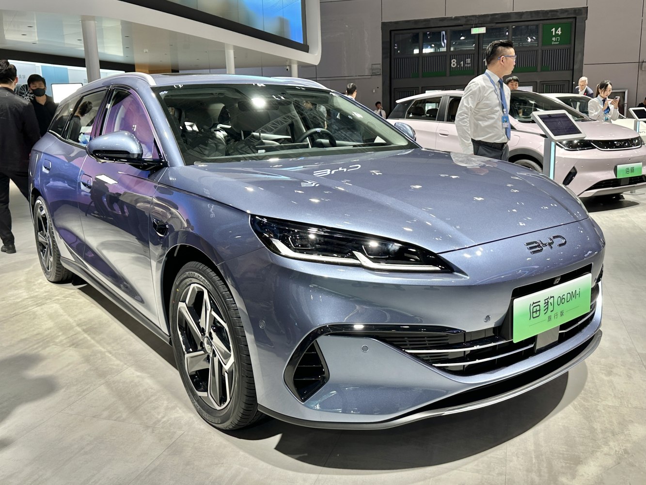 Sleek front and side view of modern station wagon with alloy wheels