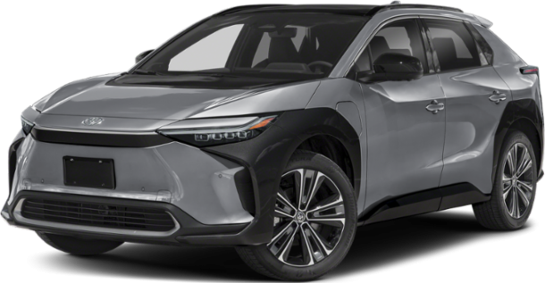 Front 3-quarter view of modern electric SUV with sleek design and distinctive headlights