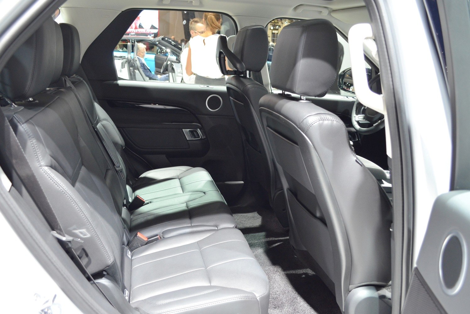 Spacious black leather rear seats and interior design