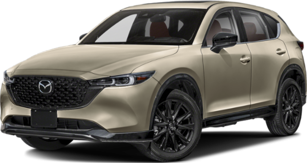 Front view of SUV with black wheels and beige exterior