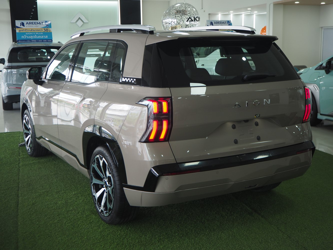 Rear view of SUV with LED tail lights and roof rails