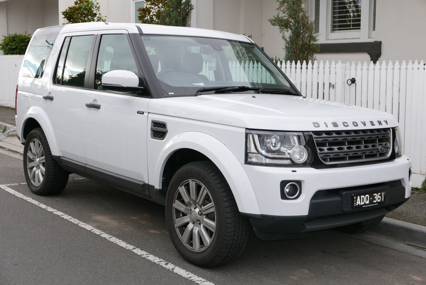 SUV front view with distinctive grille and headlights
