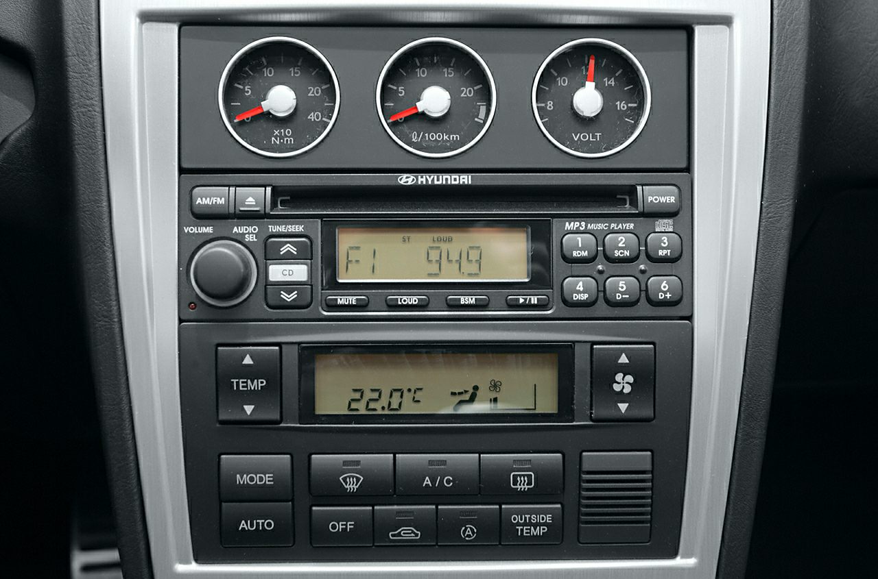 Dashboard gauges, audio system, and climate controls