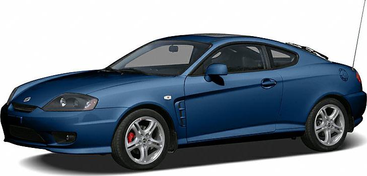 Two-door coupe with aerodynamic shape and alloy wheels