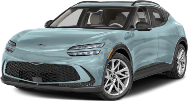 Front view of a sleek SUV with distinctive grille and LED headlights.