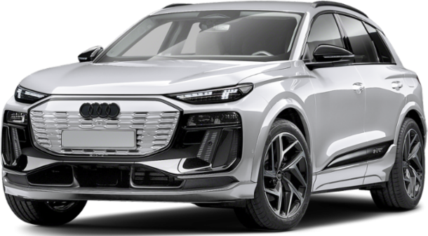 Electric SUV front three-quarter view with LED headlights and detailed grille