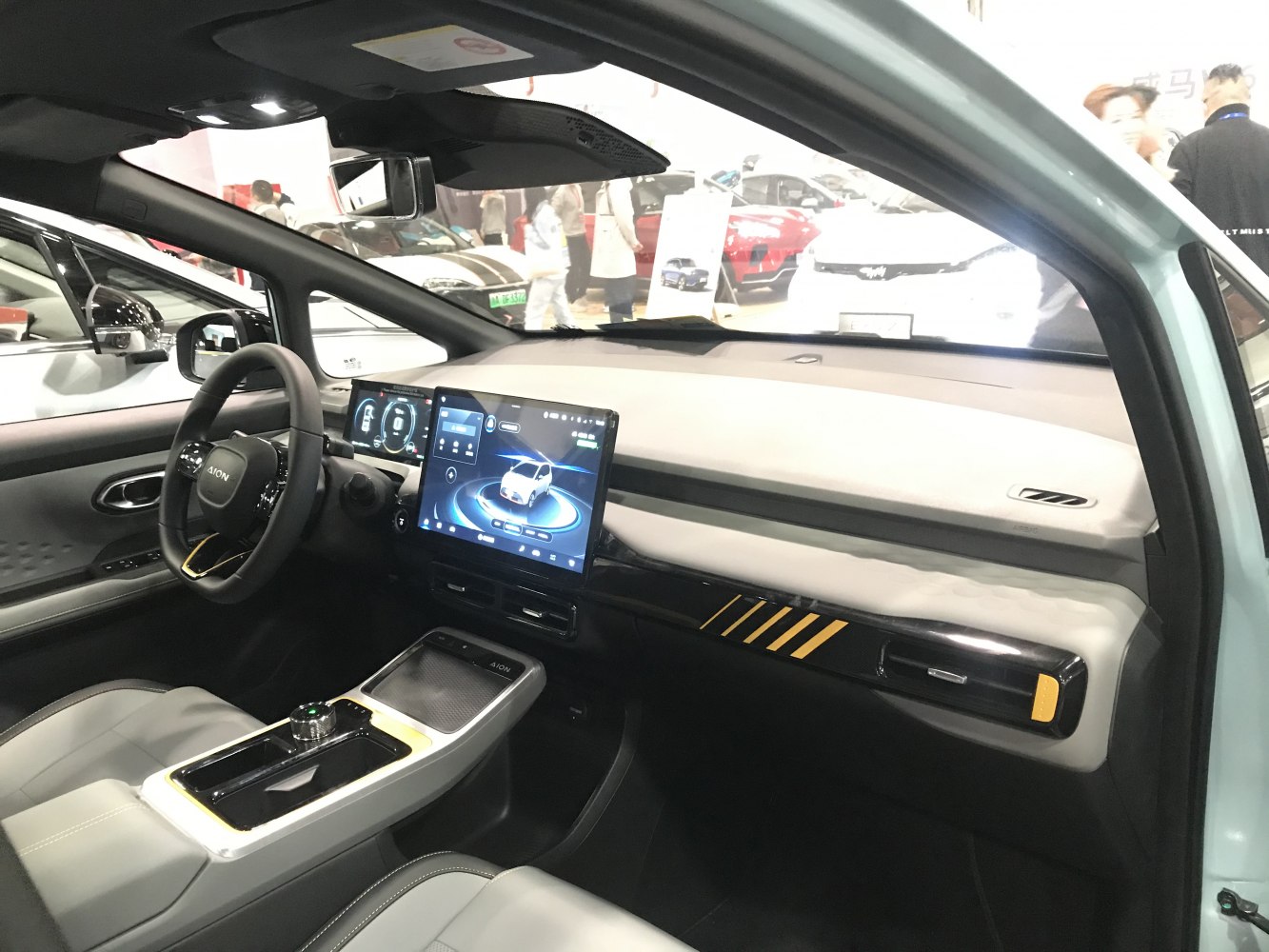 Modern interior with dual digital displays and sleek center console