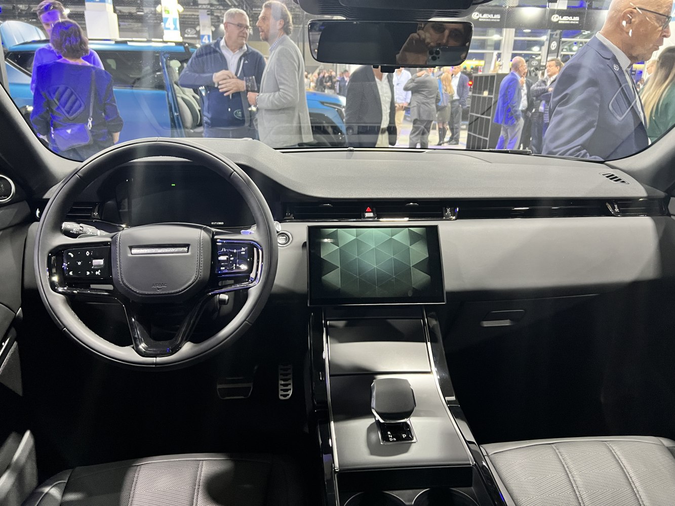 Modern dashboard with digital steering wheel and touchscreen control