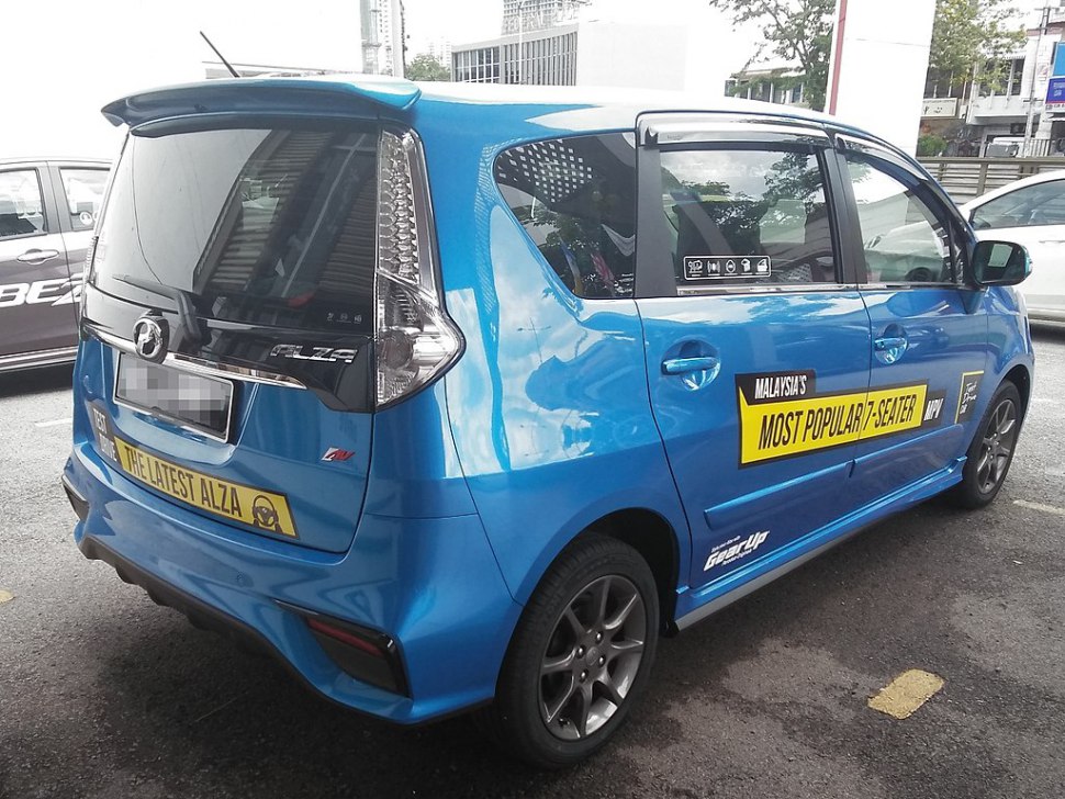 Rear and side view with wheels and rear lights of MPV