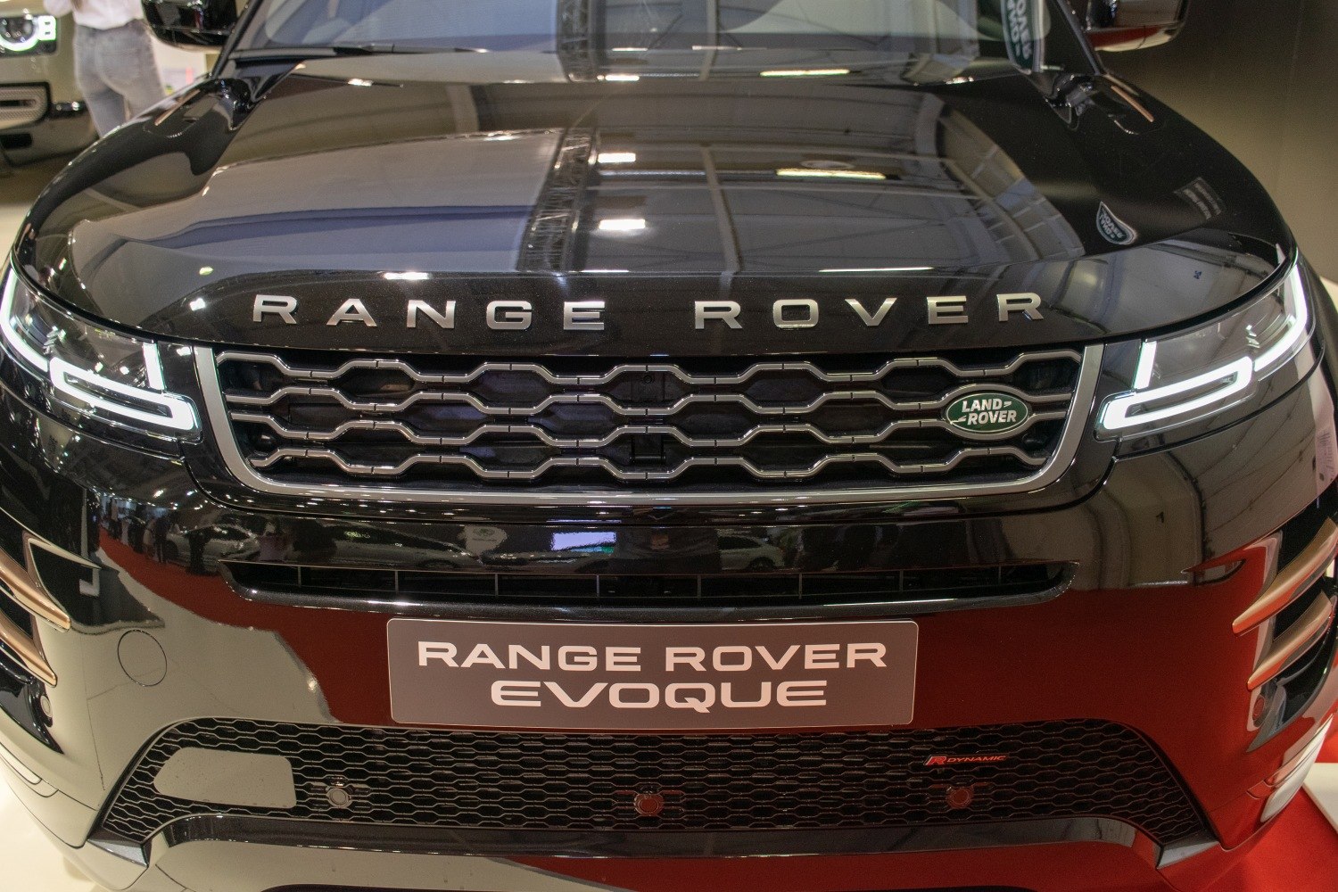 Front grille with Range Rover badge and LED headlights.