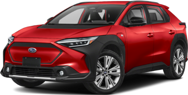 Red SUV with LED headlights and black cladding on front and wheel arches