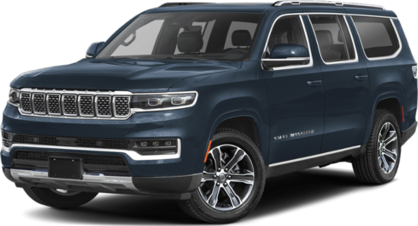 Front side view of a large SUV with LED headlights and distinctive grille