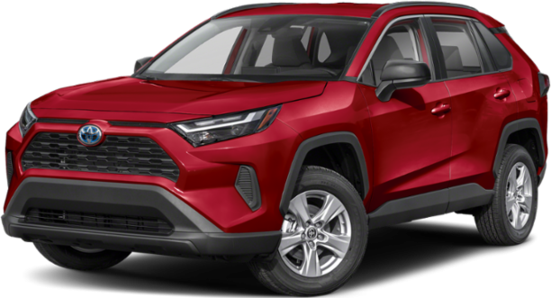 Red SUV front three-quarter view with LED headlights and black grille