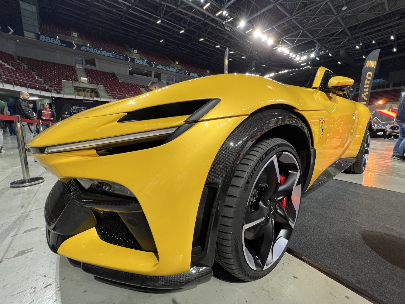 Sharp front end and detailed wheel design with carbon fiber trim.