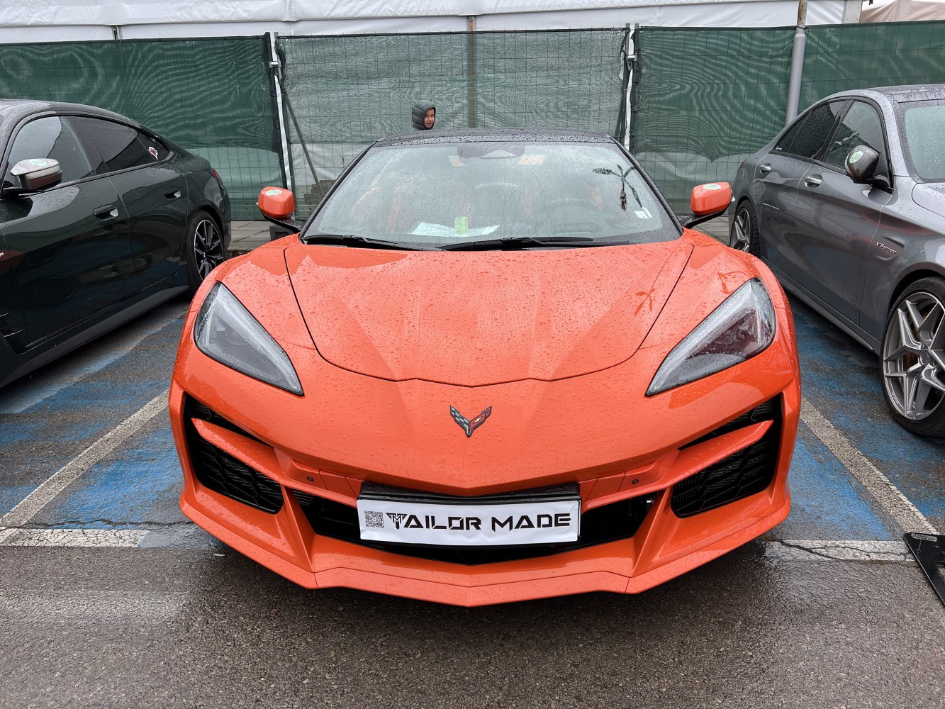 Front view with aggressive headlights and aerodynamic hood