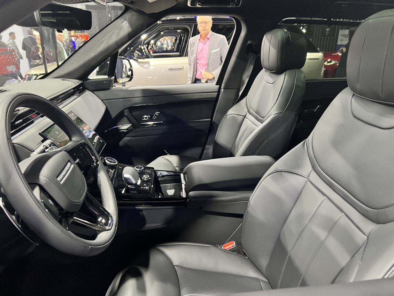 Black leather seats and digital dashboard interior