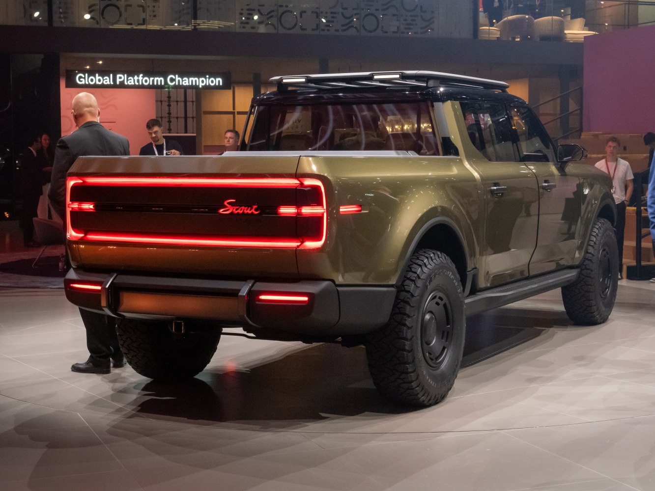 Rear view with LED light bar and rugged off-road tires