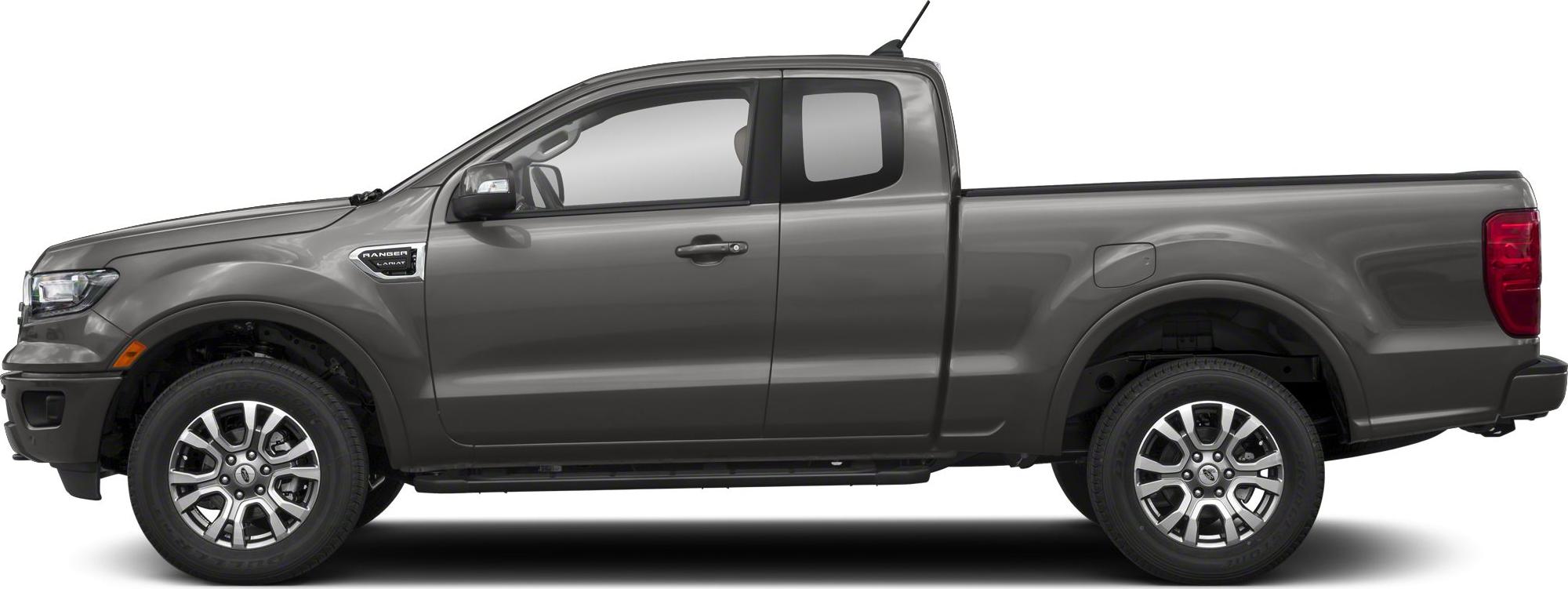 Side profile of extended cab pickup with alloy wheels
