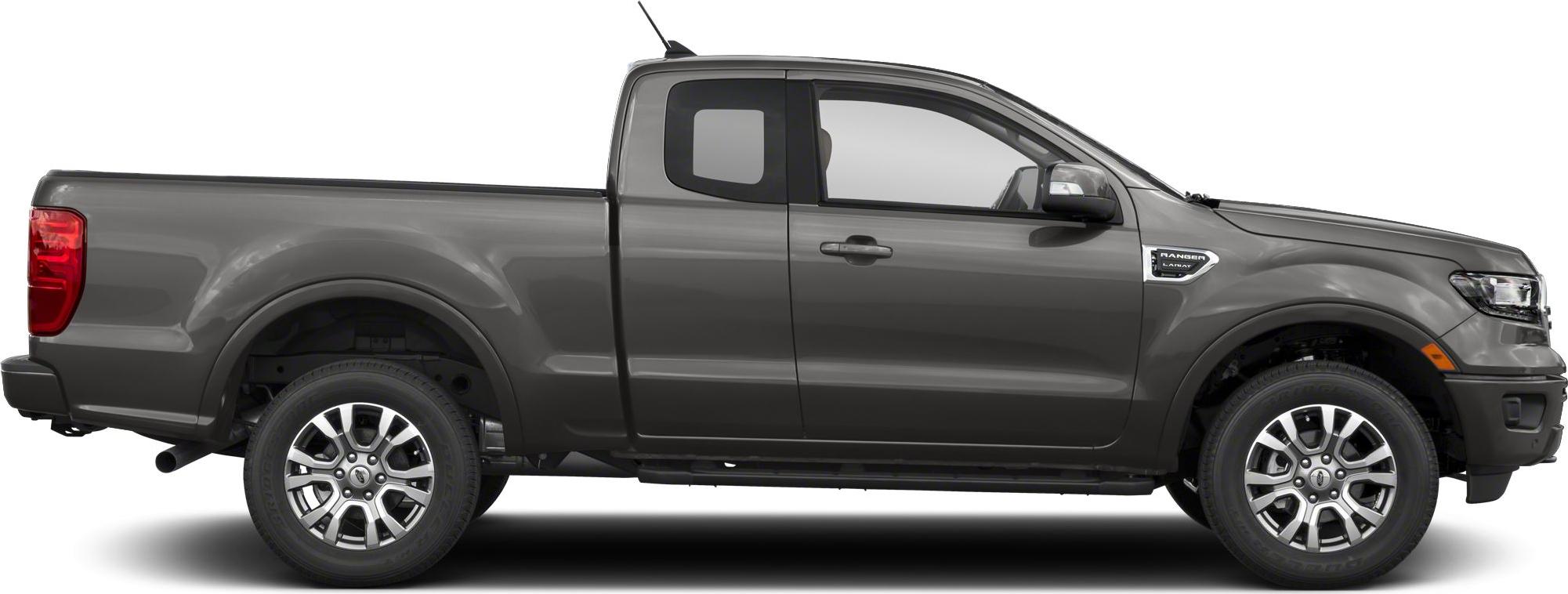 Side view of mid-size pickup with extended cab and alloy wheels