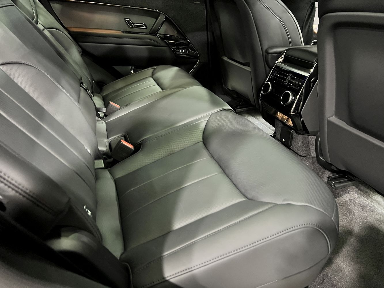 Black leather rear seats and rear climate control panel